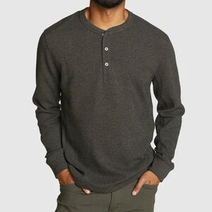 ~ Eddie Bauer Waffle Knit Henley Shirt Size XL Gray Work, Warm, Casual